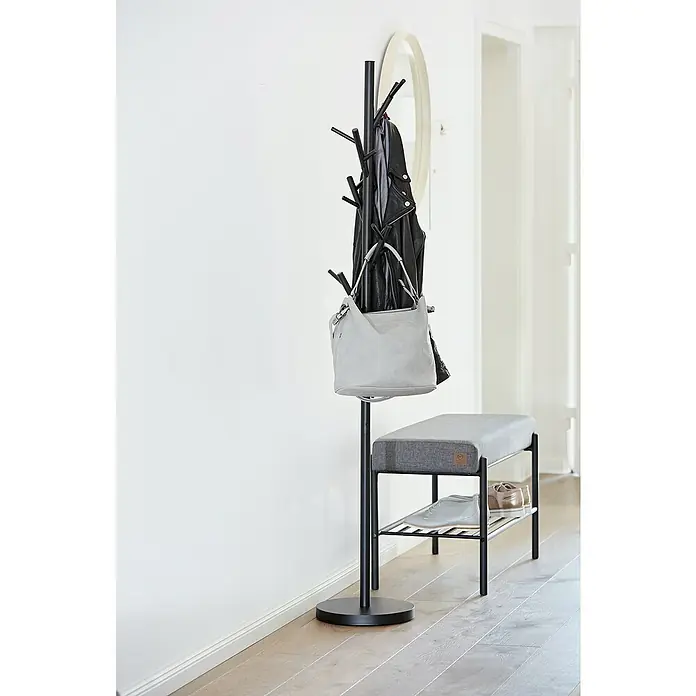 Stalak za odjeću Loft - Ø x V: 30 x 170 cm, Broj kuka: 15, Crne boje - Živopisni prikaz