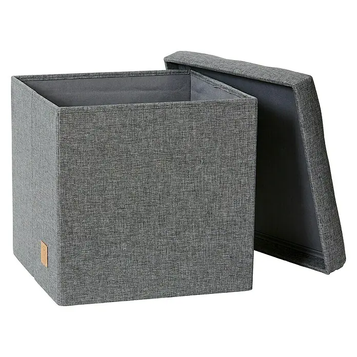 Store It Tabure sa spremnikom Premium Home - D x Š x V: 38 x 38 x 38 cm, Sive boje - Dijagonalni pogled