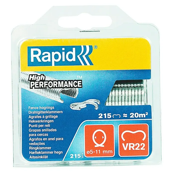 Rapid Ringklammern - Passend für: Rapid Zaunzange F222, Rapid Zaunzange F20, 215 Stk., Silber - Vorderansicht
