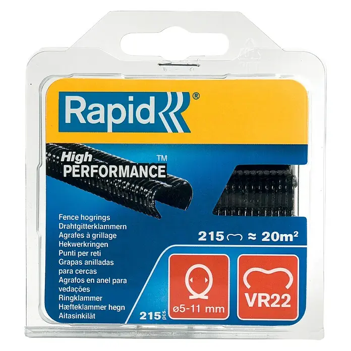 Rapid Ringklammern - Passend für: Rapid Zaunzange F222, Rapid Zaunzange F20, 215 Stk., Schwarz - Vorderansicht