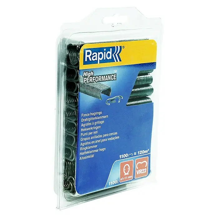 Rapid Ringklammern - Passend für: Rapid Zaunzange F222, Rapid Zaunzange F20, 1.100 Stk., Grau - Diagonale Ansicht