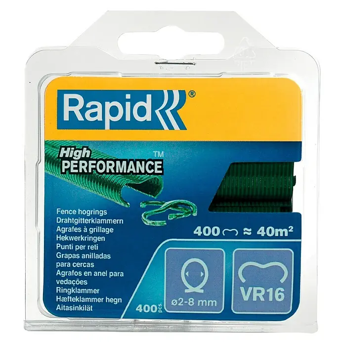 Rapid Ringklammern - Passend für: Rapid Zaunzange FP216, Rapid Zaunzange F20, 400 Stk., Grün - Vorderansicht