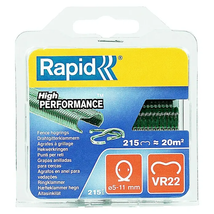 Rapid Ringklammern - Passend für: Rapid Zaunzange F222, Rapid Zaunzange F20, 215 Stk., Grün - Vorderansicht