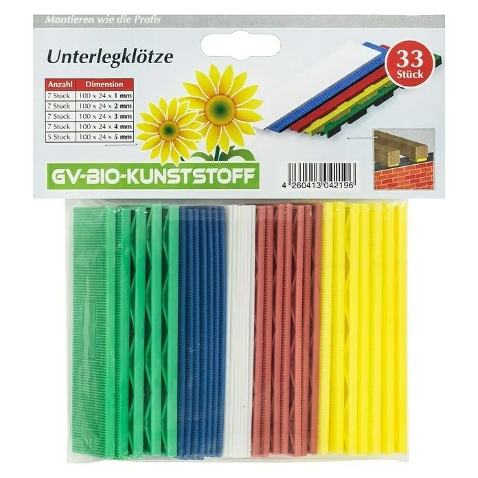 Unterlegkeil Set - Mix UK 33 - Inhalt: 33 Stk. - Vorderansicht