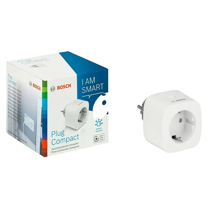 Bosch Smart Home Smart-Steckdose Kompakt - Weiß, Max. Anschlussleistung: 3.680 W - Diagonale Ansicht