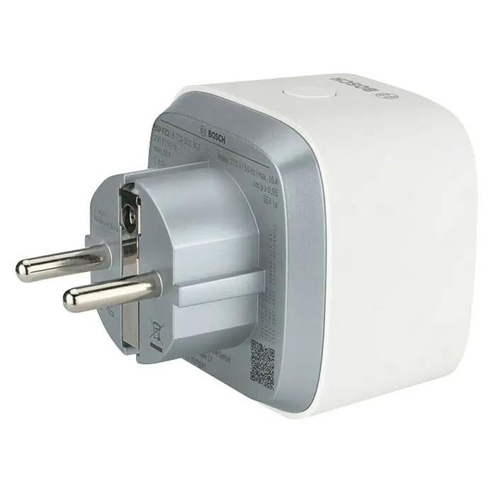 Bosch Smart Home Smart-Steckdose Kompakt - Weiß, Max. Anschlussleistung: 3.680 W - Diagonale Ansicht