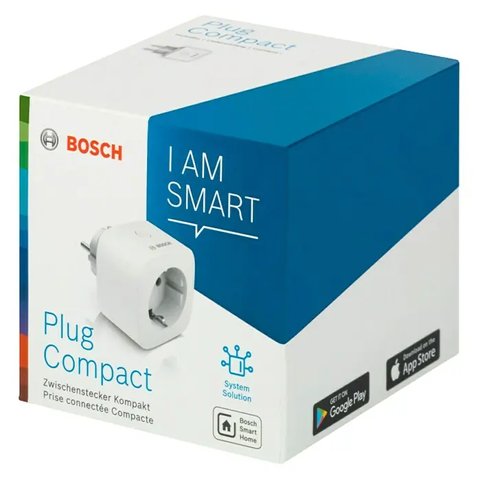 Bosch Smart Home Smart-Steckdose Kompakt - Weiß, Max. Anschlussleistung: 3.680 W - Diagonale Ansicht