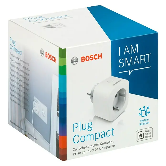 Bosch Smart Home Smart-Steckdose Kompakt - Weiß, Max. Anschlussleistung: 3.680 W - Diagonale Ansicht