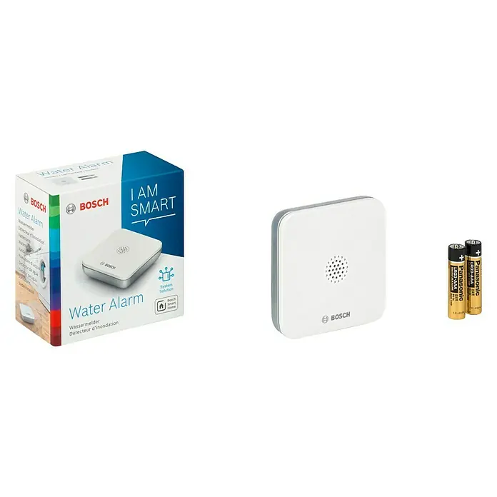 Bosch Smart Home Funk-Wassermelder - Batteriebetrieben, 75 x 75 x 25 mm - Diagonale Ansicht