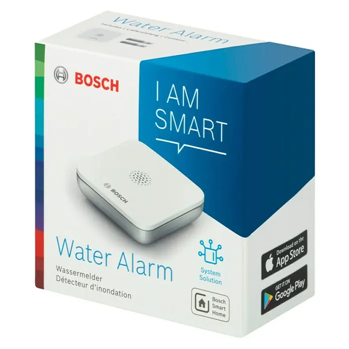 Bosch Smart Home Funk-Wassermelder - Batteriebetrieben, 75 x 75 x 25 mm - Diagonale Ansicht
