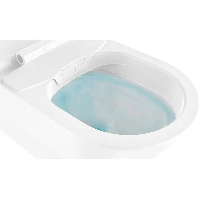 Camargue Wand-Dusch-WC-Set Moderno E-Clean - Spülrandlos, Mit schmutzabweisender Glasur, WC Abgang: Waagerecht, Weiß - Detailaufnahme