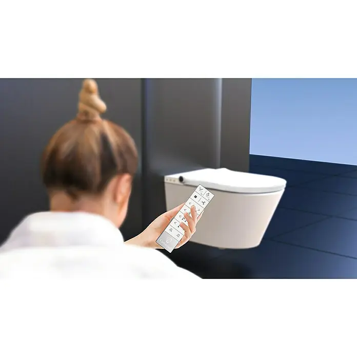 Camargue Wand-Dusch-WC-Set Moderno E-Clean - Spülrandlos, Mit schmutzabweisender Glasur, WC Abgang: Waagerecht, Weiß - Anwendungsbeispiel