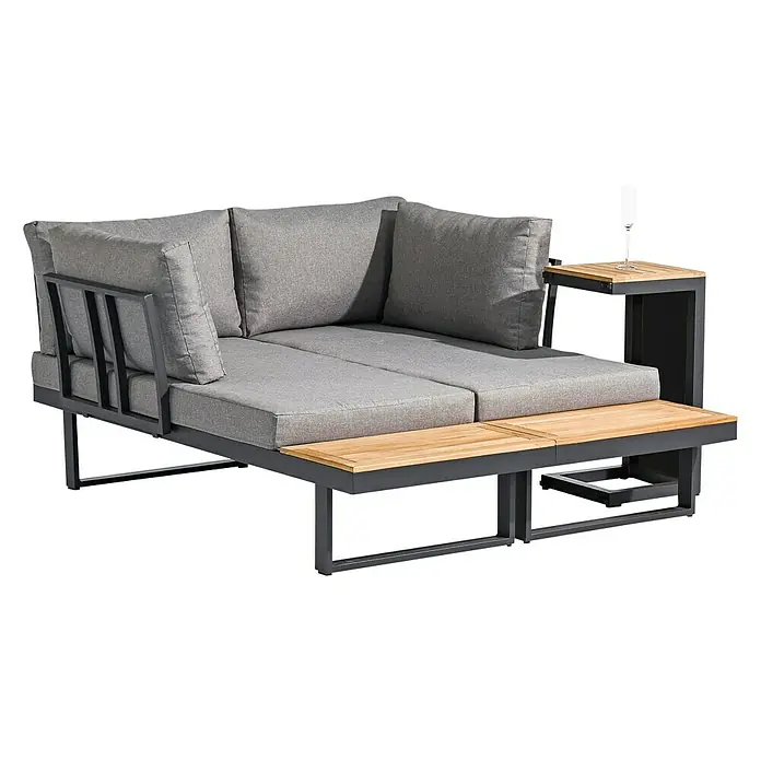 Sunfun Tatjana Vrtna sofa Alexis - Š x D x V: 175 x 78 x 70 cm, Antracit - Dijagonalni pogled