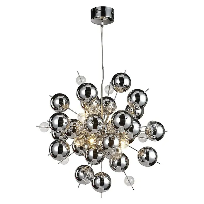 Näve Pendelleuchte Explosion - Höhe: 150 cm, Chrom - Vorderansicht