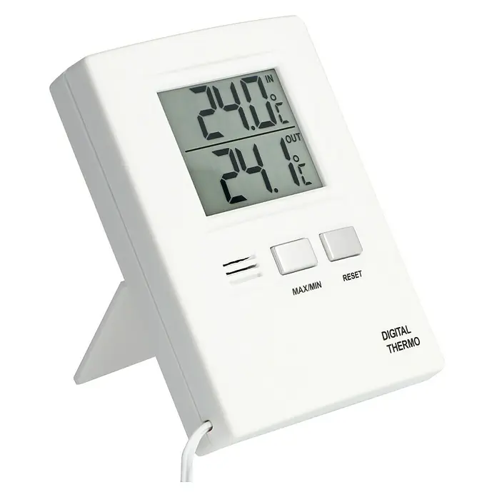 TFA Dostmann Thermometer - Weiß, Digital - Diagonale Ansicht