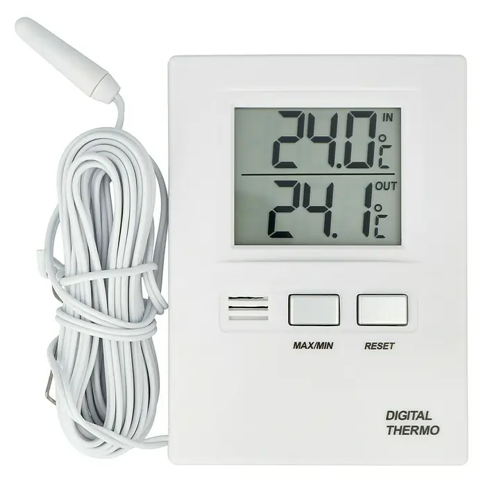 TFA Dostmann Thermometer - Weiß, Digital - Vorderansicht