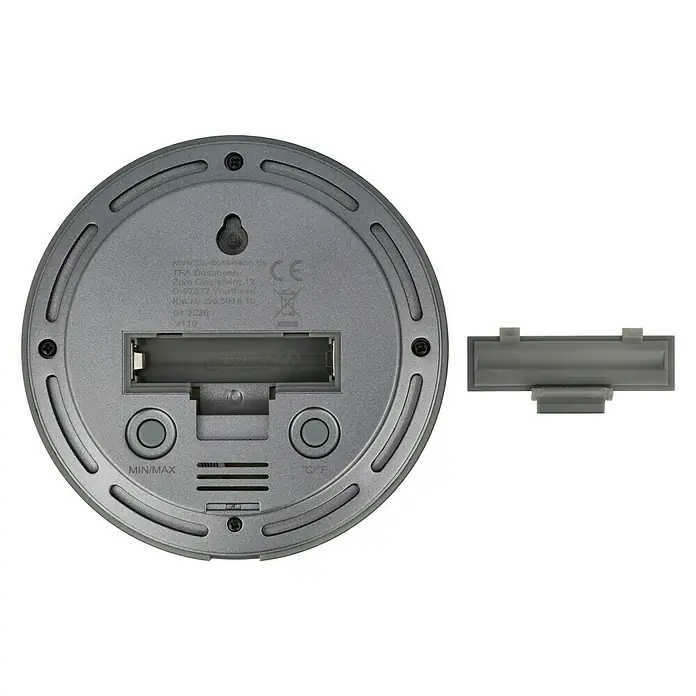 TFA Dostmann Termo-higrometer [SI] Cosy - Digitalno, Premer: 10,4 cm - Pogled od zadaj