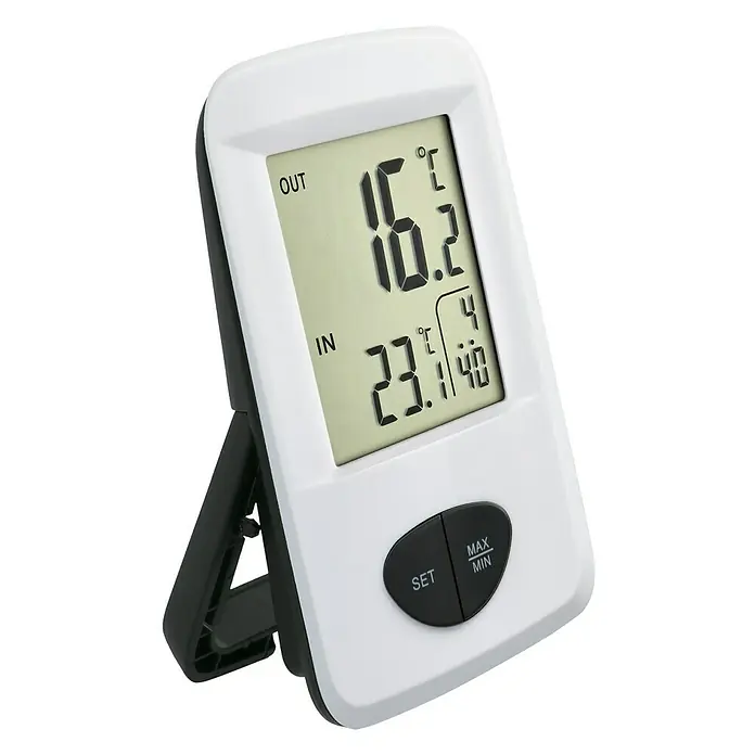 TFA Dostmann Funkthermometer Base - Digital, Reichweite Sensor: 30 m - Diagonale Ansicht