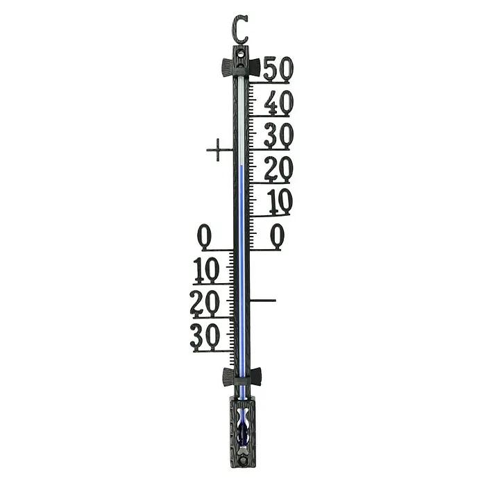 TFA Dostmann Außenthermometer - Anzeige: Analog, Höhe: 27,5 cm, Metall, Schwarz - Vorderansicht
