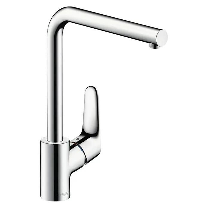 Hansgrohe Spültischarmatur Focus M41 - L-Auslauf, Chrom, Glänzend - Diagonale Ansicht