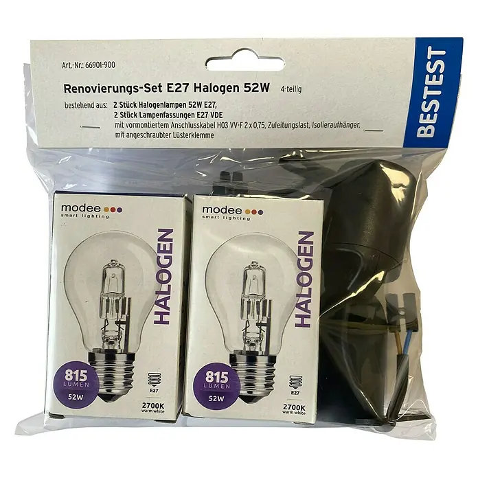 Voltolux Lampen-Renovier-Set - E27, Halogenlampe, 2 x 52 W - Vorderansicht