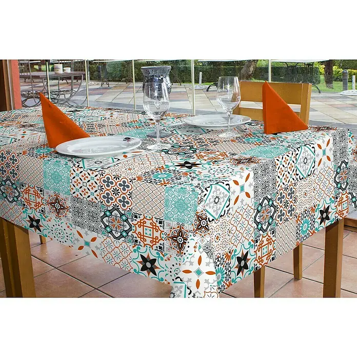 Mantel para mesa a metros Hidráulico - 140 cm, Multicolor - Foto ambiente