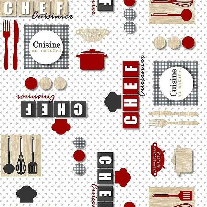 Mantel para mesa a metros Chef - 140 cm, Multicolor - Primer plano