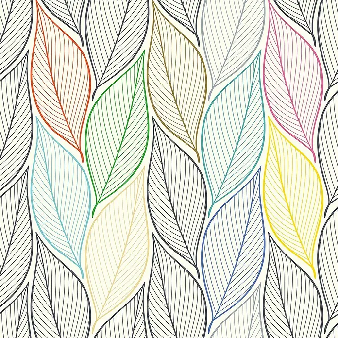 Mantel para mesa a metros Hojas - 140 cm, Multicolor - Primer plano