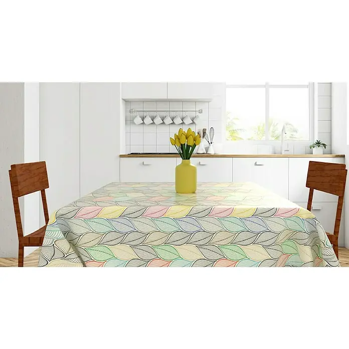 Mantel para mesa a metros Hojas - 140 cm, Multicolor - Foto ambiente