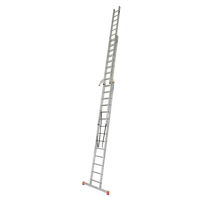 Krause Monto Schuifladder met sporten Tribilo - 3 x 14 sporten - Diagonaal zicht