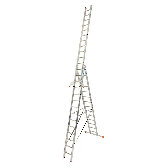 Krause Monto Schuifladder met sporten Tribilo - 3 x 14 sporten - Diagonaal zicht