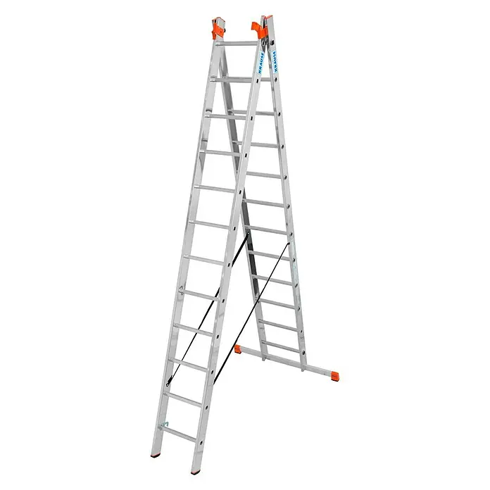 Krause Monto Schuifladder met sporten Tribilo - 3 x 12 sporten - Diagonaal zicht
