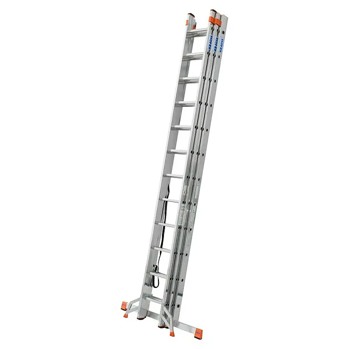 Krause Monto Schuifladder met sporten Tribilo - 3 x 12 sporten - Diagonaal zicht