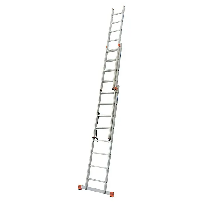 Krause Monto Schuifladder met sporten Tribilo - 3 x 8 sporten - Diagonaal zicht