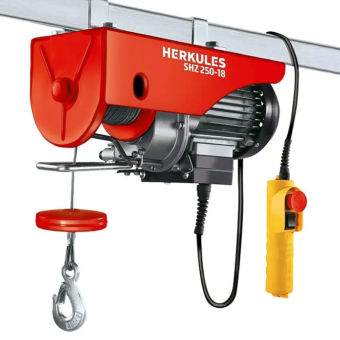 Herkules Elektrische takel SHZ 250-18 - 500 W, Draagvermogen: 250 kg met kabelomloopschijf - Diagonaal zicht