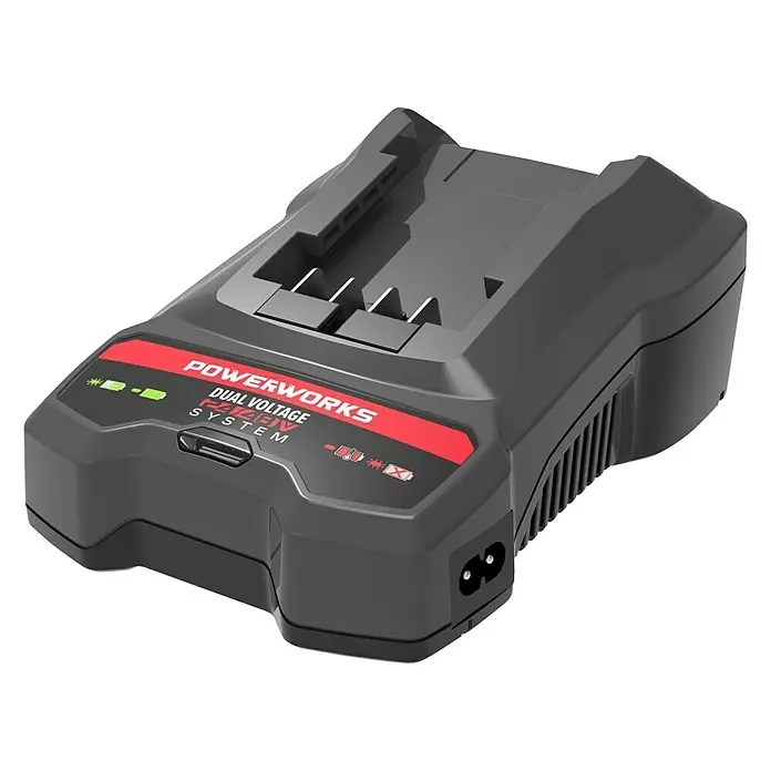 Powerworks Dual Voltage Ladegerät P2448C Dual Voltage - Passend für: Powerworks Geräte 24/48 V - Diagonale Ansicht