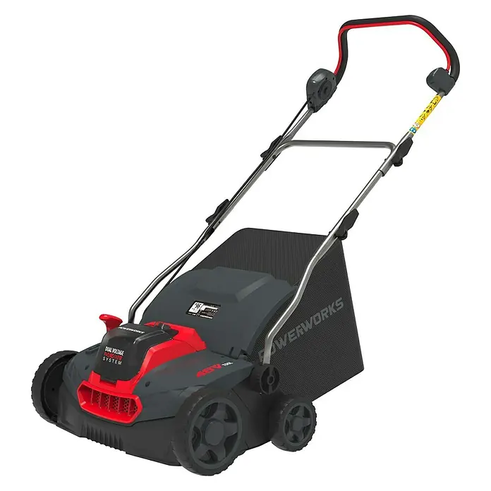 Powerworks Dual Voltage Prozračivač - 48 V, Bez akumulatora, Radna širina: 36 cm - Dijagonalni pogled