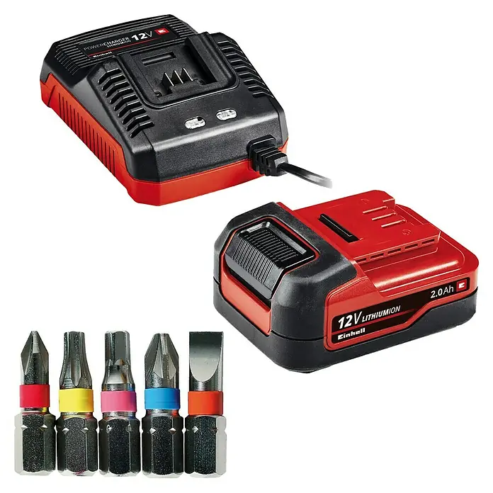 Einhell Akku-Bohrschrauber TE-CD 12/1 Li - 12 V, 1 Akku, 2 Ah, Leerlaufdrehzahl: 0 U/min - 1.400 U/min - Diagonale Ansicht