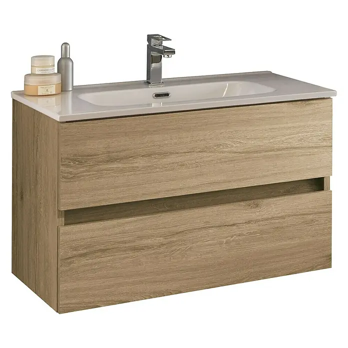Wastafelonderkast Kora Nabucco Eiken - l x b x h: 45,5 x 79,5 x 50 cm, Eiken - Diagonaal zicht