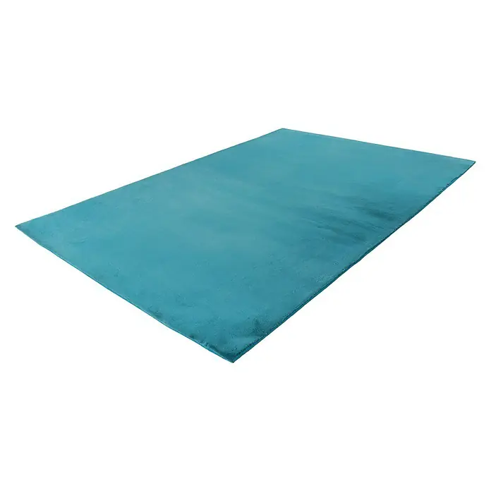 Kurzflorteppich Paradise - Petrol, 170 x 120 cm, 100 % Polyester (Flor) - Diagonale Ansicht