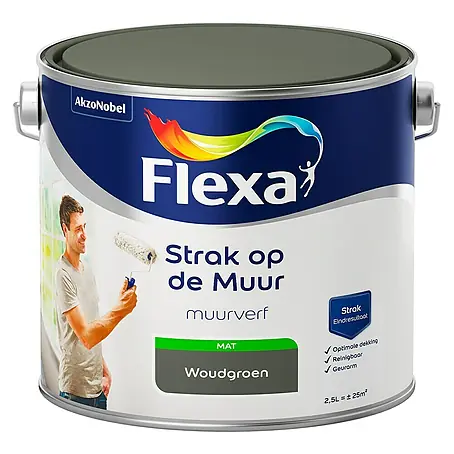 Flexa Strak op de Muur Muurverf Woudgroen