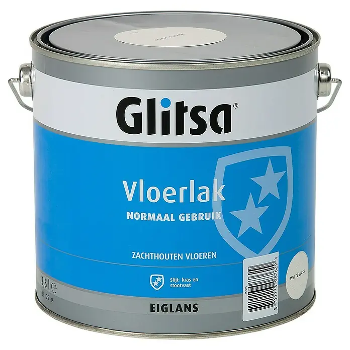 Glitsa Vloerverf White Wash - White Wash, 2,5 l - Vooraanzicht