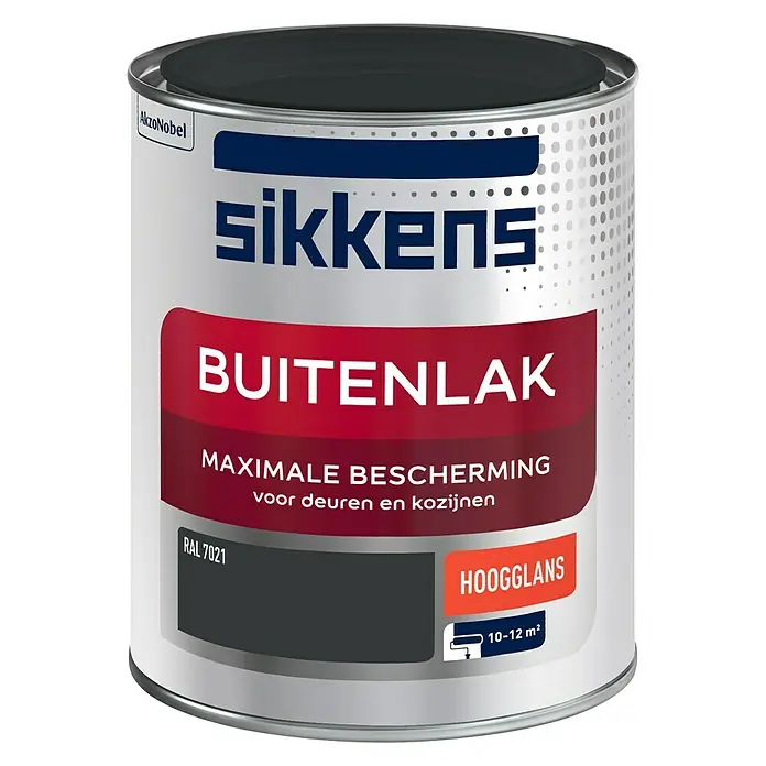 Sikkens Buitenverf RAL 7021 Zwart Grijs - Zwartgrijs, Inhoud: 750 ml, Hoogglans - Vooraanzicht