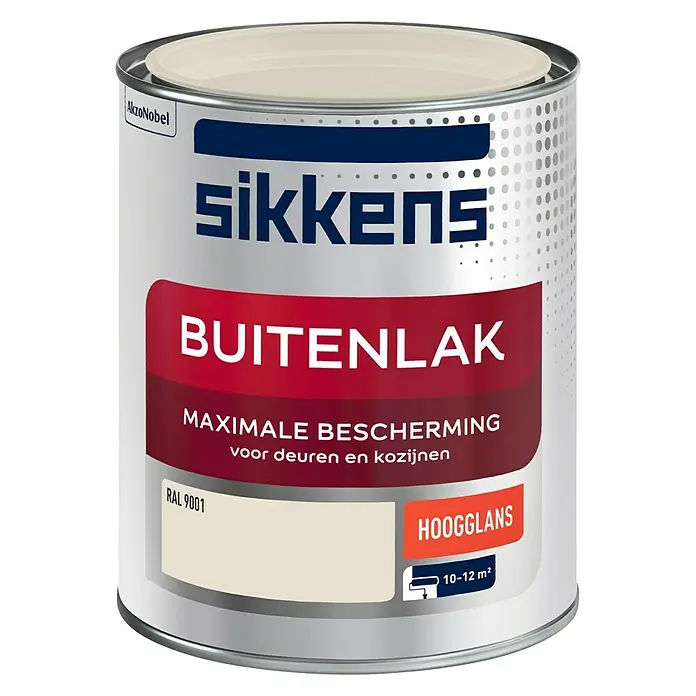 Sikkens Buitenverf RAL 9001 Crème - Crème, Inhoud: 750 ml, Hoogglans - Vooraanzicht