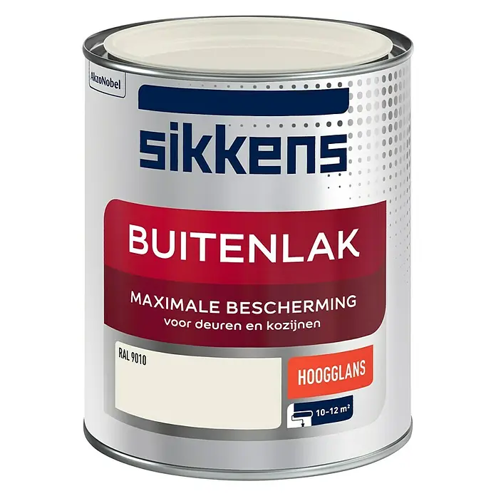 Sikkens Buitenverf RAL 9010 Gebroken Wit - Gebroken Wit, Inhoud: 750 ml, Hoogglans - Vooraanzicht