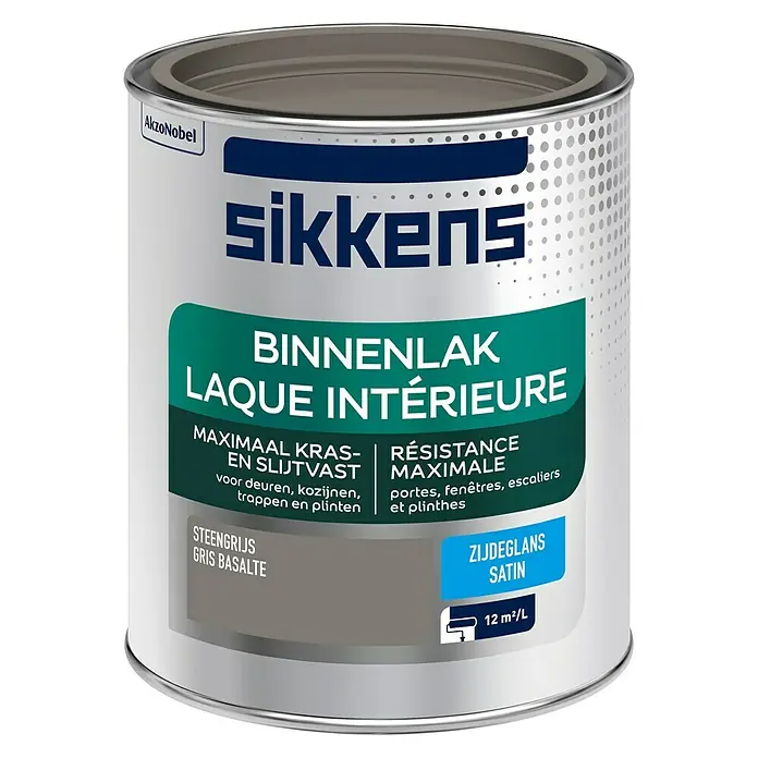 Sikkens Kleurlak Steengrijs - Steengrijs, 750 ml, Zijdeglans - Vooraanzicht