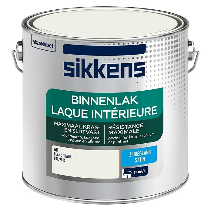 Sikkens Witte lak RAL 9016 Wit - Wit, 2,5 l, Zijdeglans - Vooraanzicht
