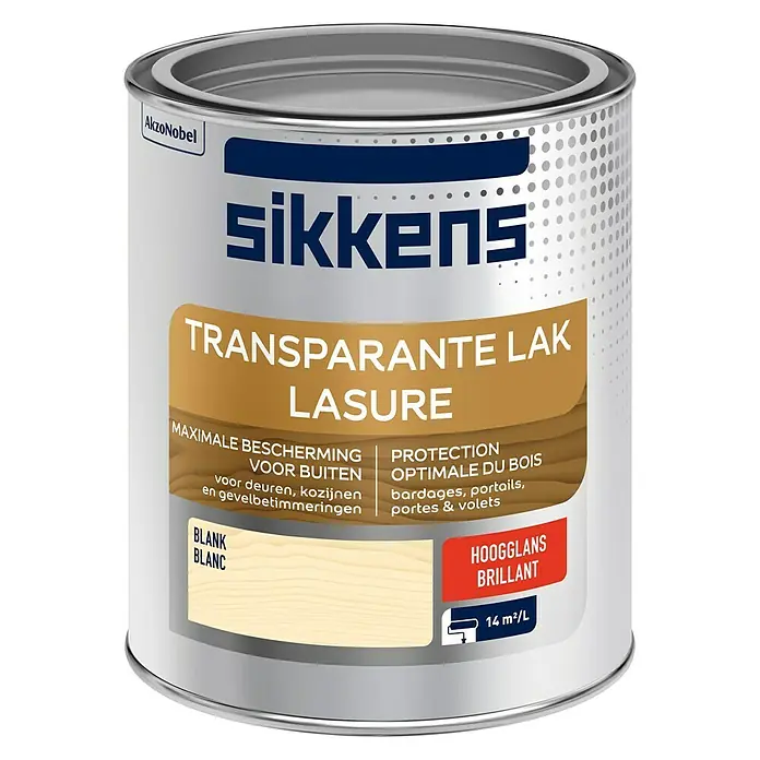 Sikkens Buitenverf Blank - Transparant, Inhoud: 750 ml, Hoogglans - Vooraanzicht