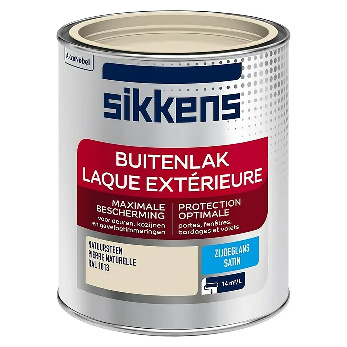Sikkens Buitenverf RAL 1013 Natuursteen - Natuursteen, 750 ml, Zijdeglans - Vooraanzicht