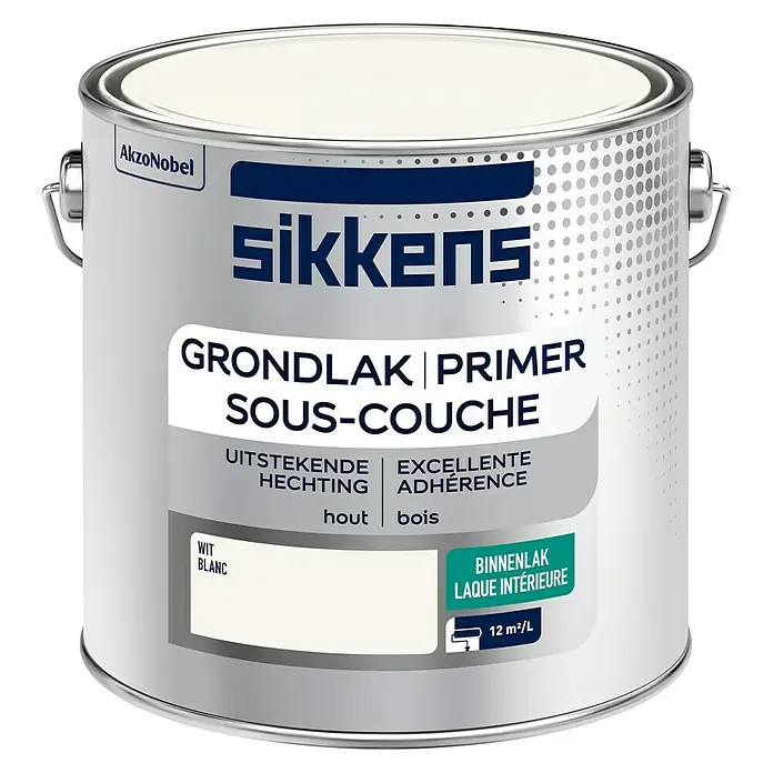 Sikkens Primer Wit Binnenlak - Wit, 2,5 l - Vooraanzicht